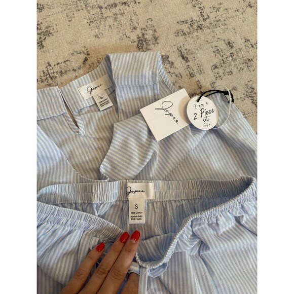 Japna Striped Scallop Hem Short Tank Top Set Size Small NWT Coastal Beach Preppy - Picture 6 of 10